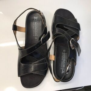 Mephisto Black Leather Strap Sandals-Never worn